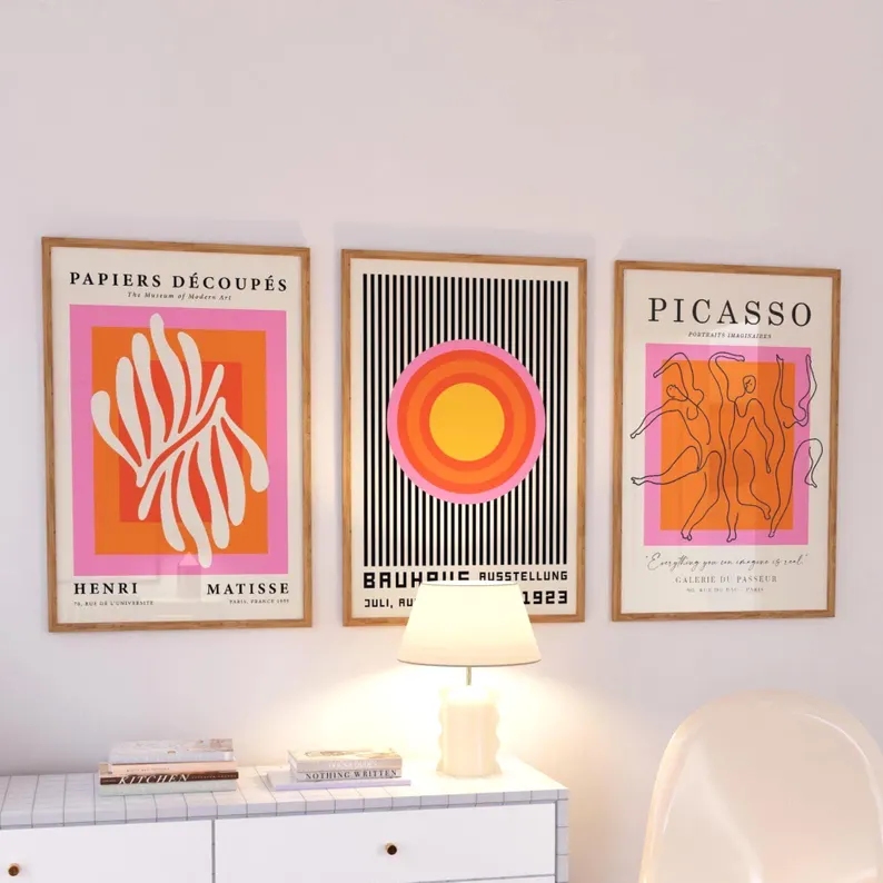 Interior Design Living Room - 3 pezzi di stampe moderne su