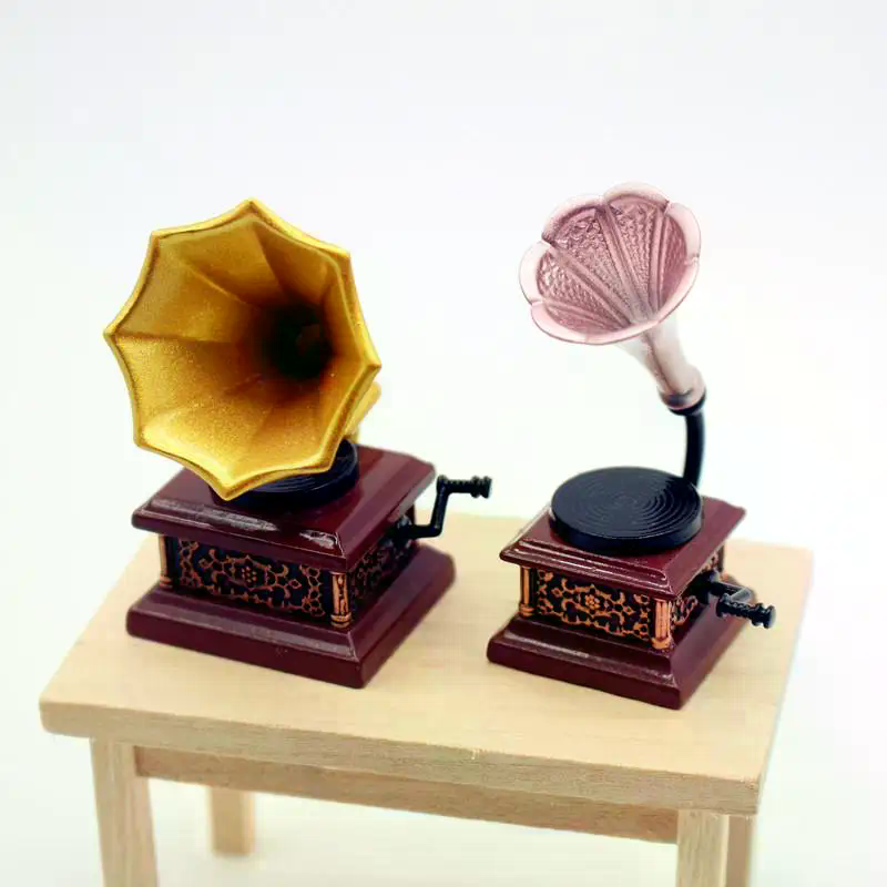 Interior Design Living Room - Casa delle bambole Miniature fonografiche vintage